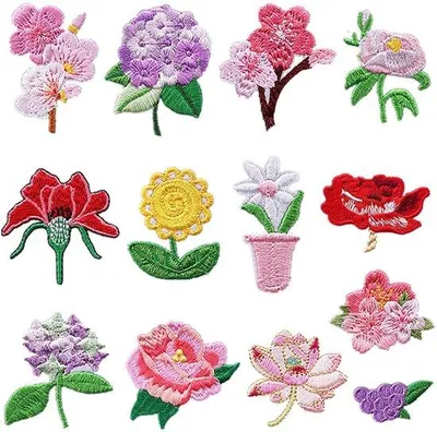 Immagine prodotto di Dailygoods - 13 toppe termoadesive - Motivi floreali ricamati - Toppe da applicare