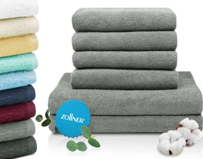Produktbild von 6-tlg. Handtuchset - 4 Handtücher, 2 Duschtücher, 100% Baumwolle, hellgrau