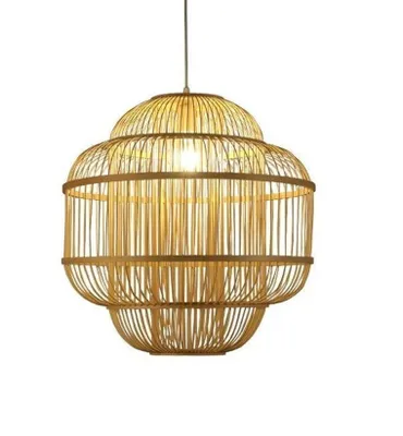 Zdjęcie produktu dla Fine Asianliving Bambusowa Lampa Wisząca Lampa Wisząca Ręcznie Robiona - Evon D50xH60cm Lampa Wisząca Oświetlenie Bambusowy Abażur Tkana Lampa Oświetlenie Rotan