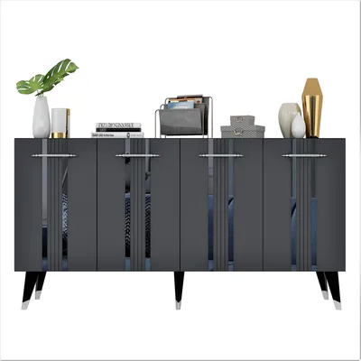 Image de Skye Decor, Asel - Anthracite, Argent, Armoires de salon, Anthracite, 150 x 80 x 40 cm