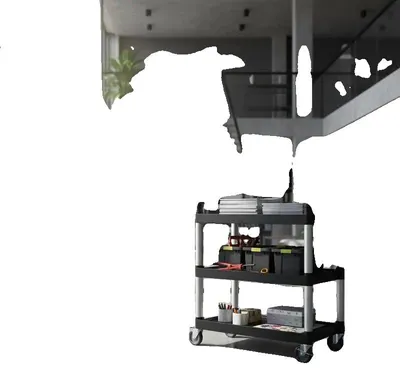 Image de Chariot multifonctionnel, capacité de charge de 226 kg, conception à 3 niveaux, couleur rouge