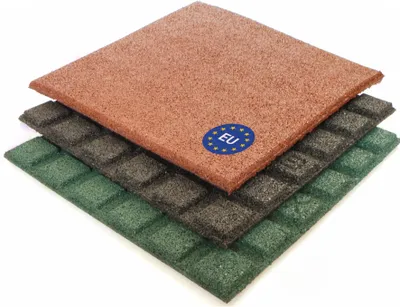Produktbild von Fallschutzmatte 50x50 cm Gummimatte für Spieltürme Schaukel Rutsche Outdoor : Rot 43 mm Farbe: Rot Stärke: 43 mm
