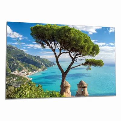 Produktbild von Wallario Herdabdeckplatte aus Glas, Größe 80 x 52 cm 1-teilig, Motiv Italienische Küste