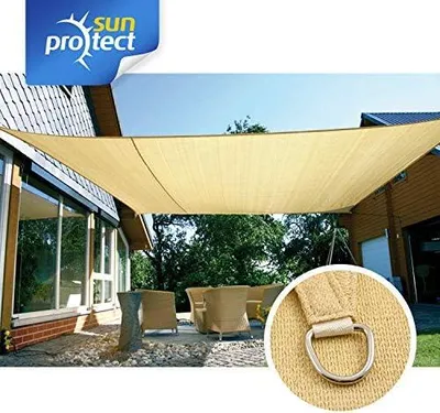 Produktbild von sunprotect 83230 Professionelles Sonnensegel, rechteckig, 6 x 4 m, wind- und wasserdurchlässig, beige