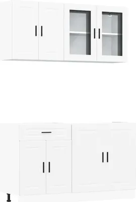 Produktbild von vidaXL 4-tlg. Küchenschrank-Set Porto Weiß Holzwerkstoff