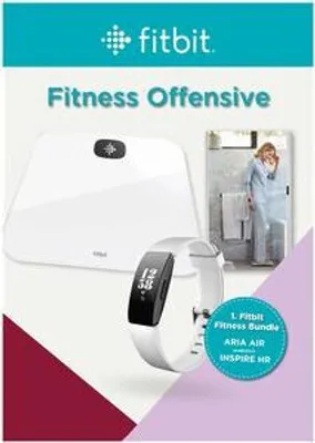 Produktbild von Fitbit Aria Air + Inspire HR, Elektronische Personenwaage, 181 kg, Weiß, 4,5 kg, kg / lb, ST, Quadratisch