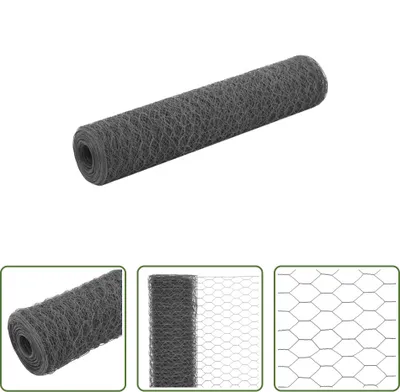 Produktbild von The Living Store Drahtzaun Stahl mit PVC-Beschichtung 25x0,75 m Grau