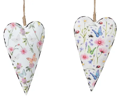 Produktbild von 2er Set Dekohänger Herzen BLUMENWIESE D. 17cm aus Metall Formano F25