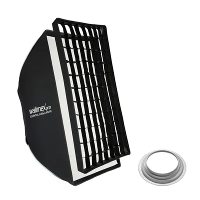 Produktbild von Walimex pro Essential Striplight Softbox 60 x 90 cm + Hensel EH Adapter 15,2, Lichtformer 360°, einfacher Aufbau, inkl. Grid, Bowens Adapter, Transporttasche, ideal für Produkt- und Peoplefotografie