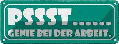 Produktbild von vianmo Blechschild 10x27 cm PSSST Genir bei der Arbeit Dekoration Spruch Zitat