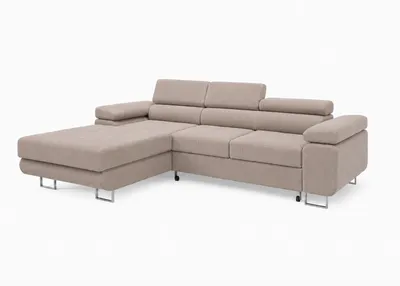 Zdjęcie produktu dla Sofa narożne PASSANO w kolorze beżowym, wymiary: 275 x 90 x 202 cm, lewostronne, z funkcją spania i pojemnikiem na pościel, Obraz wygenerowany przez AI