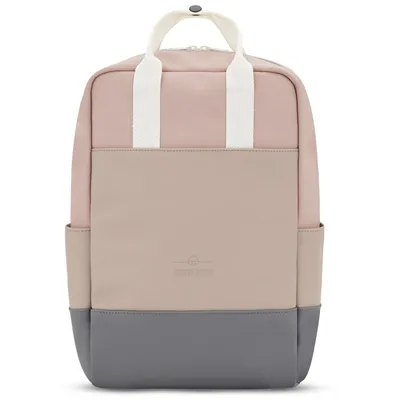 Immagine prodotto di Zaino universitario beige-rosa da donna - Elegante zaino da città con scomparto per laptop da 14 pollici