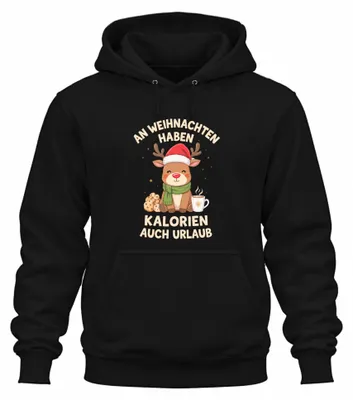 Immagine prodotto di A Natale hanno calorie regalo renna vacanza divertente unisex felpa con cappuccio con cappuccio, nero, XXL
