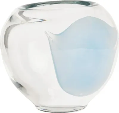 Produktbild von OYOY L300278, Vase mit runder Form, Glas, Blau, Weiß, Tisch, Drinnen, 130 mm