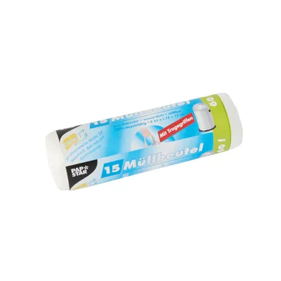 Image de PapStar 12088 Sacs poubelle avec poignées - 60 L, HDPE, transparent, 15 pièces