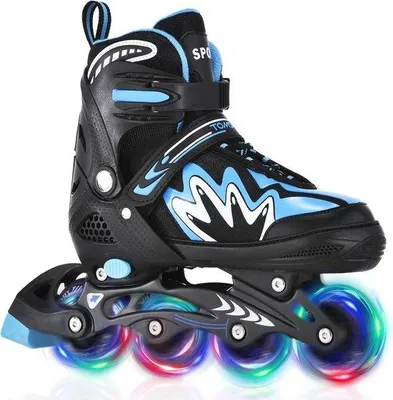 Produktbild von Famanu Inlineskates mit LED-Rädern für Kinder und Erwachsene - Blau