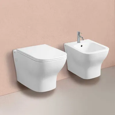 Immagine prodotto di Coppia di sanitari sospesi in Vetroceramica bianco lucida | Swing
