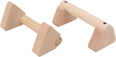 Immagine prodotto di Bilancieri per flessioni - Bilancieri in legno per flessioni - Allenamento della forza - Larghezza regolabile - 2 pezzi - Legno naturale