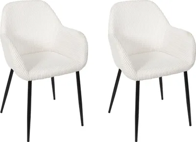 Image de Lot de 2 Fauteuils - HOME DECO FACTORY - Scott - Côtelés - Confortables - Beige et Noir