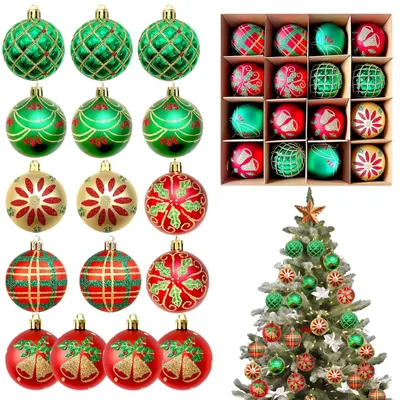 Productafbeelding van Kerstballen - Set van 16 stuks - Kerstboomversiering - Diameter 6 cm