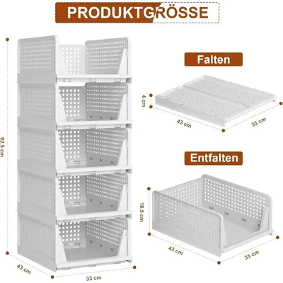 Image de Boîtes de rangement, lot de 4 - Tiroirs empilables - Organisateur pour placard et cuisine - Plastique PP+PS - Jaune clair