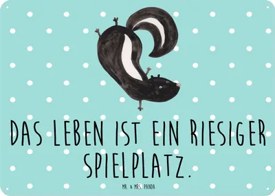 Produktbild von Mr. & Mrs. Panda wandtafel Stinktier Handstand DIN A3 - Türkis Pastell - Geschenk, Skunk, Blechtafel, tafel, Blechschild, Schild, Stinker, Spielplatz, Türschild, Wandbild