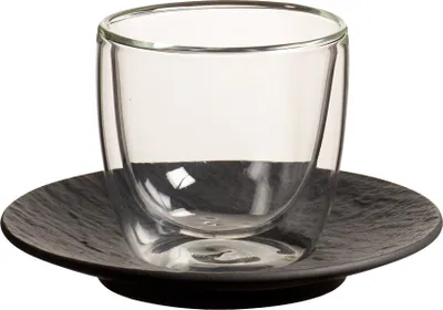 Produktbild von Villeroy & Boch Manufacture Rock Glow Espressoglas mit Untertasse 60 ml