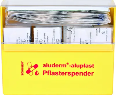 Produktbild von Söhngen Pflasterspender gelb, Plaster in fünf Größen; Erste-Hilfe-Kasten