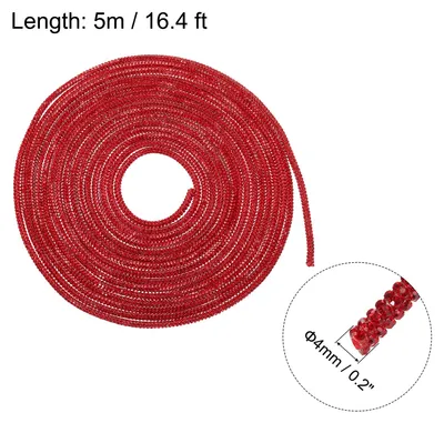 Produktbild von 4mm x 5m Strassschlauchseil Bling Kristall Strassseil fš¹r DIY Sneakers Pullover Sweatpants Dekoration Rot mit Aglets