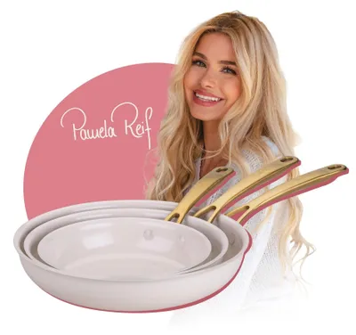 Produktbild von Fackelmann x Pamela Reif Signature Bratpfannen-Set 3-tlg. Ø 20/24/28 cm, Pastell-Beige, aus Aluminium