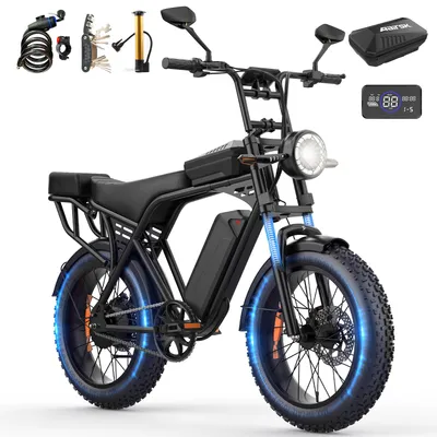 Produktbild von PiXELPiLOT 20 Zoll Fatbike E-Bike mit 48V 15Ah Akku, 25 km/h, NFC, 4.0 Zoll Reifen, Scheibenbremsen, Federgabel, Rücksitz