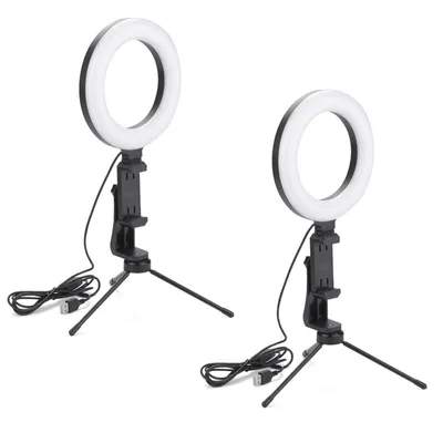 Produktbild von 2x LED Handy Ringlicht Ø 16 cm mit Stativ und Handyhalter Dimmbar Smartphone Lampe Licht Ringleuchte