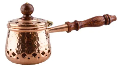 Räucherpfanne aus Kupfer mit Holzgriff, 21 cm, 0,2 kg