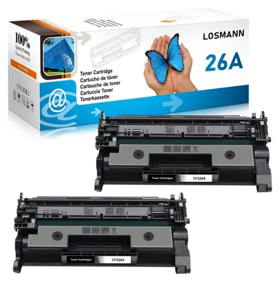 Image de Cartouche de toner LOSMANN CF226A, compatible avec HP 26A CF226A 26X CF226X, pour les imprimantes HP LaserJet Pro M402dn, M402n, M402d, M402dw, M402 MFP, M426, M426dw, M426fdw, M426fdn (2 cartouches noires)