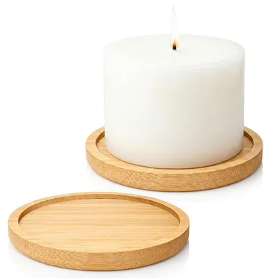 Obrázok produktu pre Kerzenteller Holz, sada 2 kusov, priemer 9 cm, dekoratívne podtácky pod sviečky