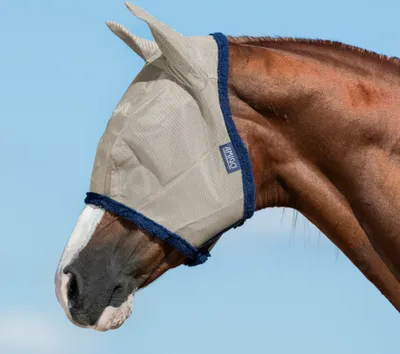 Image de Horseware Amigo Fly Mask Masque anti-mouches Oatmeal + protection UV, Taille:Shetty