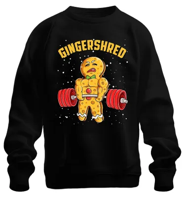 Obrázek produktu pro Gingershred Bodybuilder Gingerbread Figure Fitness Christmas Training Uni mikina, černá, XXL