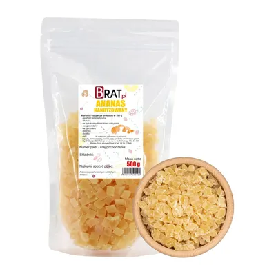 Zdjęcie produktu dla Ananas kandyzowany kostka 500g Brat.pl