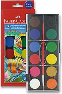 Obrázek produktu pro Faber - Castell Vodové barvy 30 mm - 12 barev