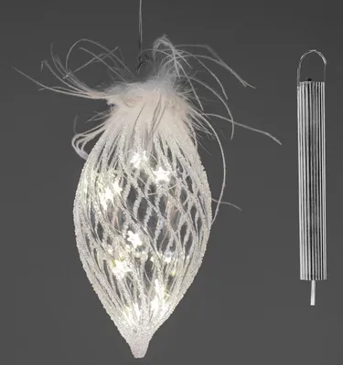 Produktbild von formano Weihnachtsdeko LED Tropfen 20 cm Hänger aus klarem Glas mit  Lichtdekor