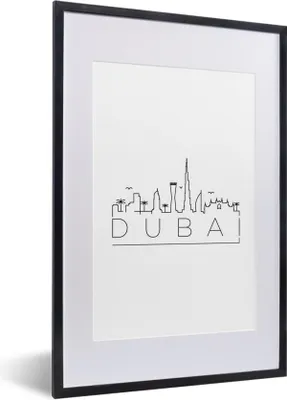 Produktbild von MuchoWow® MuchoWow® Gerahmtes Poster Skyline "Dubai" weiß 40x60 cm - Poster mit zchwarzem Bilderrahmen - Poster in Rahmen