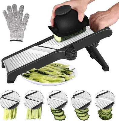Produktbild von Handgeführte Mandoline aus Stahl für dicke Scheiben mit Sicherheitsfingern