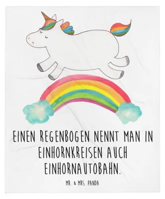 Produktbild von Mr. & Mrs. Panda Kuscheldecke Einhorn Regenbogen - Weiß - Geschenk, Erwachsenwerden, Winterdecke, Einhornpower, Glitzer, Unicorn, Tagesdecke, Wohndecke, Decke, Plaid