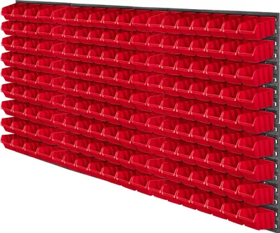 Produktbild von Werkzeugwand Lochwand - Wandpanel für Werkstatt/Garage - 156×78 cm - 162-teiliges Set - Mit Sortierkästen & Haken - Rot