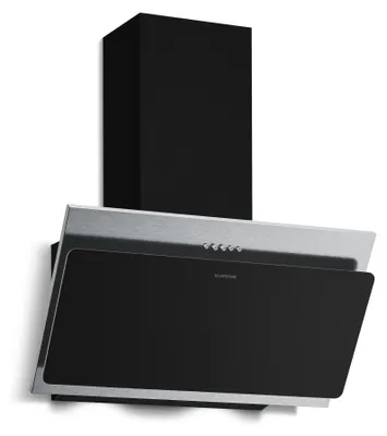 Obrázok produktu pre Klarstein Alessia - 60 cm digestor, nehrdzavejúca oceľ a čierne sklo, 404 m³/h, energetická účinnosť A+++, LED osvetlenie, 3 stupne výkonu + Boost, recirkulácia a odsávanie vzduchu, digestor do kuchyne