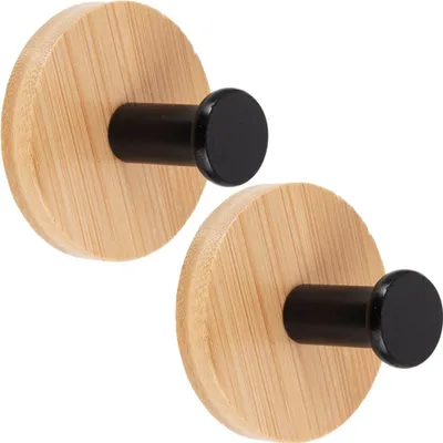 Immagine prodotto di Orion | Ganci da parete - Set di 2 - Bambù e metallo - Autoadesivo - 5 cm - Senza foratura - Portasciugamani