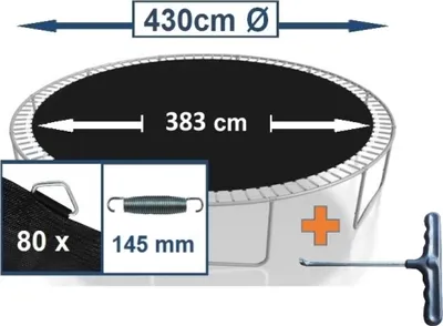 Produktbild von walexo Sprungtuch Sprungmatte incl. Federspanner für Trampolin Ø 430 cm 80 Ösen (Federn 14,5 cm)