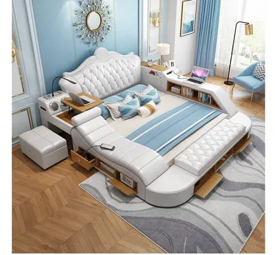 Produktbild von Multifunktionsbett Chesterfield Doppel Luxus Design Bett 180x200 USB
