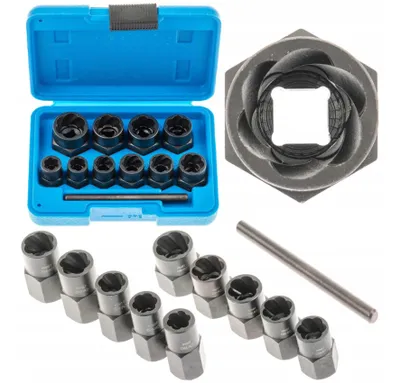 Produktbild von 11-tlg. Kraft Schraubenausdreher 9-19 mm Nuss Stecknuss Ausdreher Linkausdreher