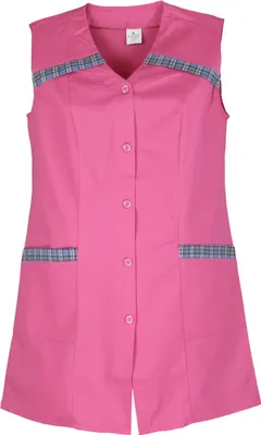 Produktbild von 7/8 Kasack Baumwolle einfarbig Schürze kurz ohne Arm , Größe:48, Farbe:pink